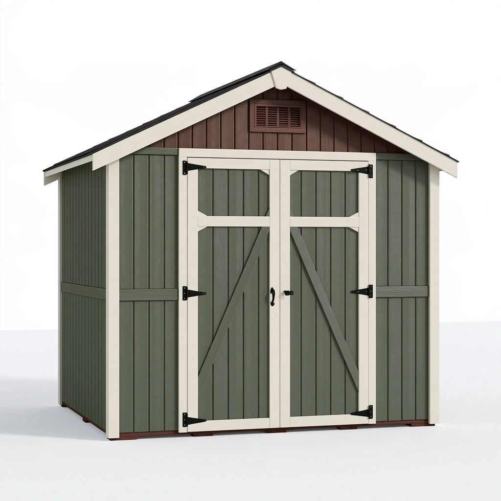 Abri de jardin 200 x 120 x 200 cm en résine vert gris à double porte