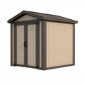 Abri de jardin 180 x 120 x 190 cm en résine beige et marron avec double porte
