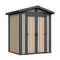 Abri de jardin 180 x 120 x 200 cm en acier beige anthracite à double porte toit à deux pentes