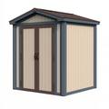 Abri de jardin 180 x 120 x 190 cm en résine beige anthracite avec double porte