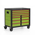 Servante d atelier 80 x 45 x 95 cm en acier vert noir rouge à 10 tiroirs sur roulettes