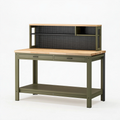 Établi 120 x 60 x 150 cm en bois et métal vert avec rangements style industriel