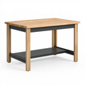 Établi d'atelier 120 x 60 x 90 cm en bois naturel et métal noir avec tablette basse