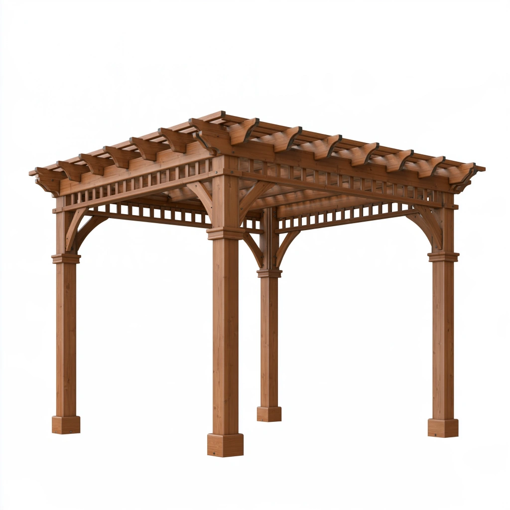 Pergola de jardin 300 x 300 x 250 cm en bois marron style classique