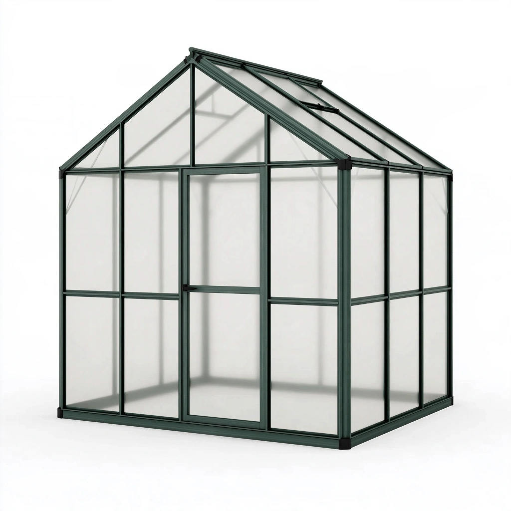 Serre de jardin 190 x 190 x 195 cm vert foncé structure métallique panneaux transparents culture extérieure porte coulissante
