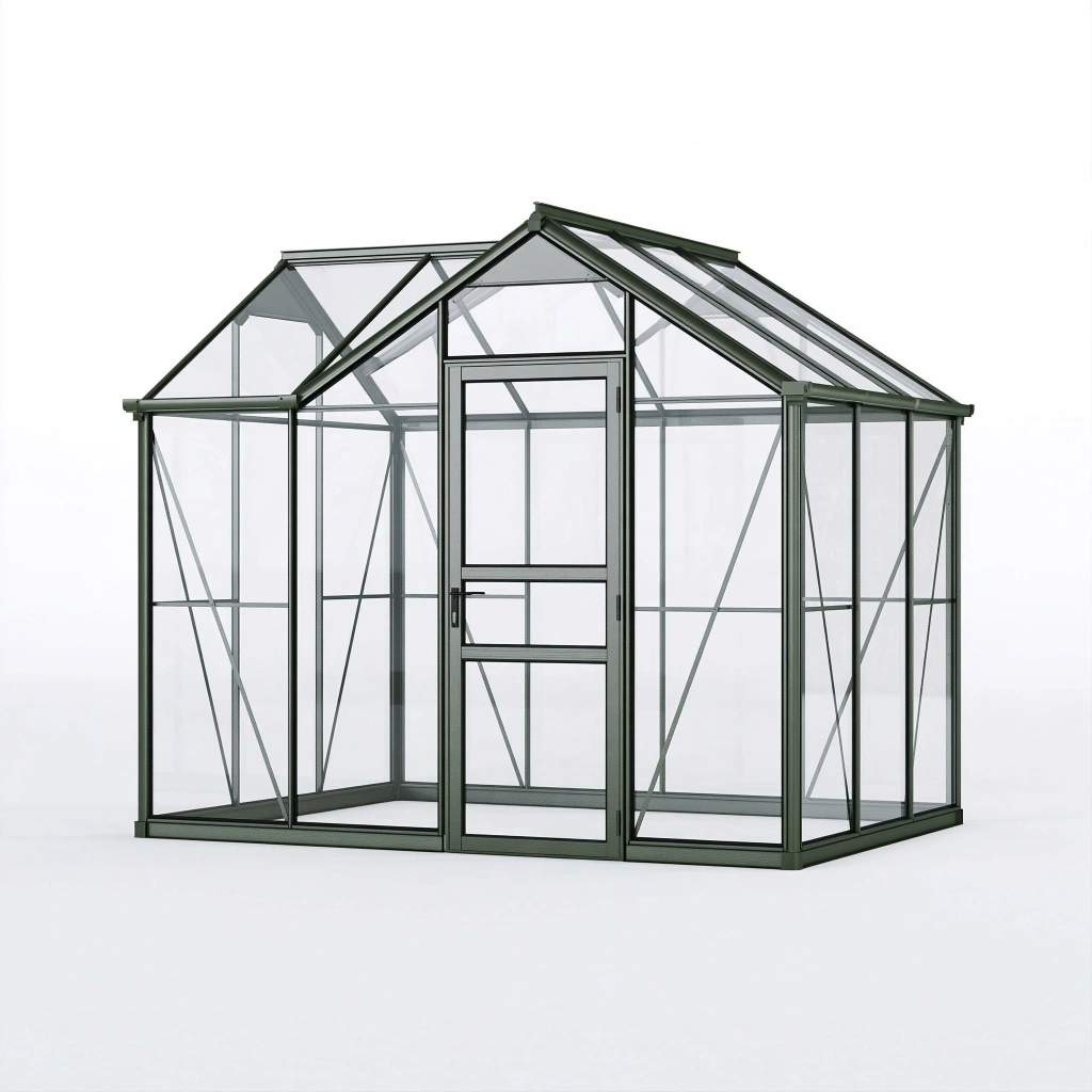Serre de jardin 190 x 190 x 195 cm en aluminium vert avec panneaux transparents