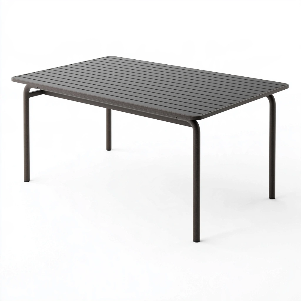 Table de jardin 160 x 90 x 75 cm en aluminium gris anthracite à plateau ajouré
