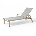 Chaise longue de jardin 190 x 65 cm en aluminium et textile beige gris clair - dossier réglable