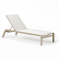 Transat 190 x 65 x 90 cm en aluminium beige avec dossier réglable pour extérieur