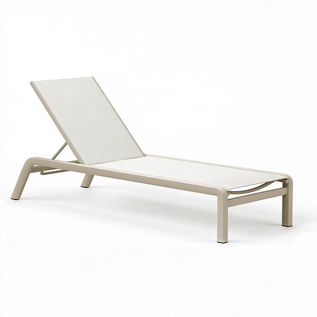 Transat 190 x 65 x 90 cm en aluminium beige avec dossier réglable pour extérieur