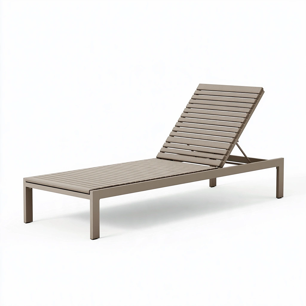 Bain de soleil 200 x 65 cm en métal taupe à dossier réglable