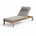 Chaise longue de jardin 200 x 70 cm en bois naturel et tissu gris à dossier réglable