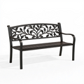 Banc de jardin 122 x 60 x 92 cm en métal noir style végétal pour extérieur