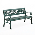 Banc de jardin 150 x 60 x 90 cm en métal vert foncé à dossier décoratif