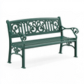 Banc de jardin 120 x 60 x 90 cm en métal vert à accoudoirs style classique