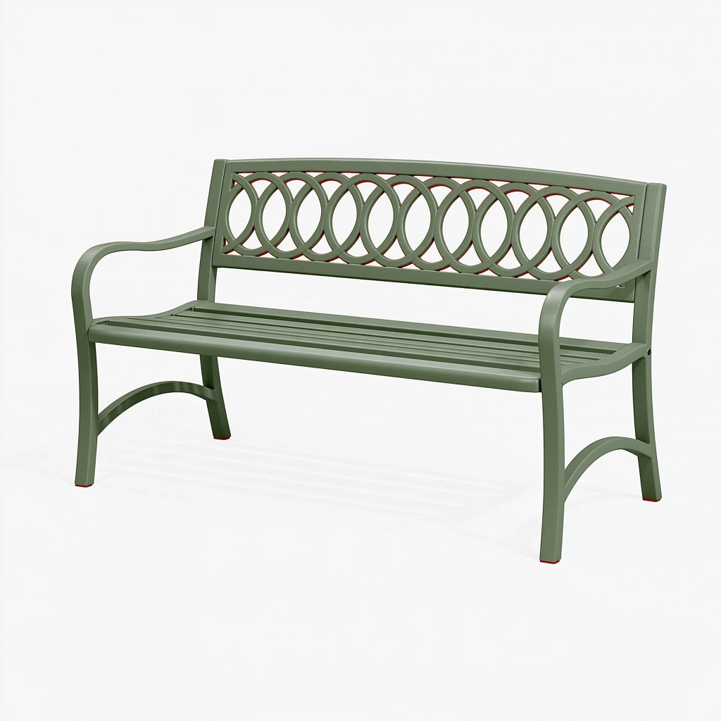 Banc de jardin 122 x 60 x 88 cm en métal vert style classique 2 places